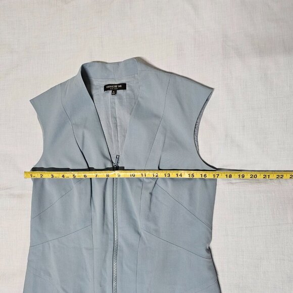Lafayette 148 New York Sleeveless Full Zip Women Sheath Dress Size 8 Blue Cotton - Picture 6 of 14